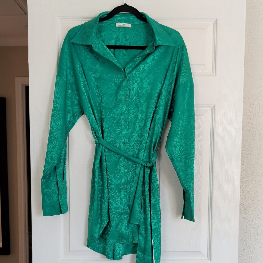 12th Tribe Emerald Satin Dress